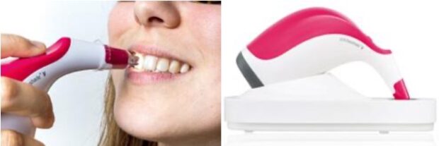 天然歯、ブリーチ歯、セラミック修復物の歯面に当て るだけで自動的に歯の色を計測します。